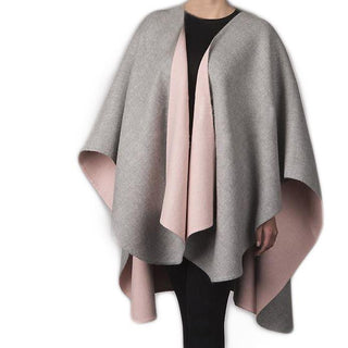 Double Face Alpaca Ruana Poncho Comb10