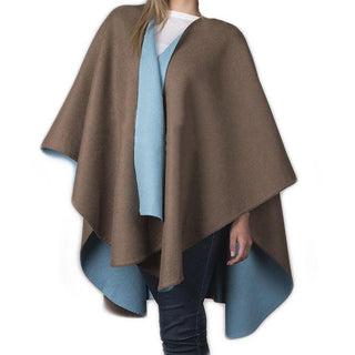 Double Face Alpaca Ruana Poncho Comb11