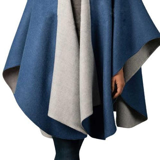 Double Face Alpaca Ruana Poncho Comb12