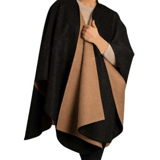 Double Face Alpaca Ruana Poncho Comb13