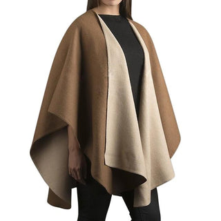 Double Face Alpaca Ruana Poncho Comb2