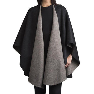 Double Face Alpaca Ruana Poncho Comb3