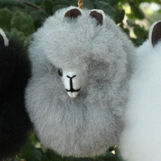 Happy Alpaca Face Keychain Toys Grey
