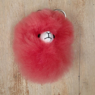 Happy Alpaca Face Keychain Toys Red