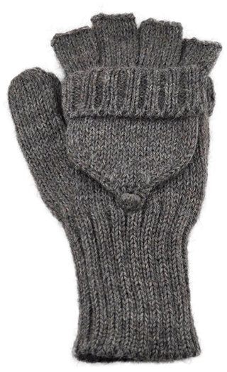 Iditarod 100% Alpaca Double-Thick Glittens Gloves Medium MedGrey