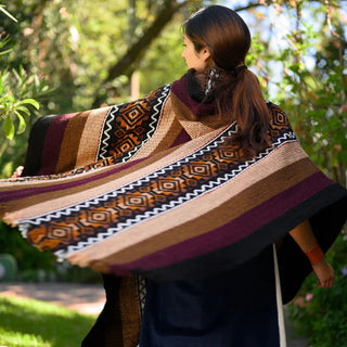 Khaki and Lilac Alpaca Poncho Poncho