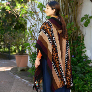Khaki and Lilac Alpaca Poncho Poncho