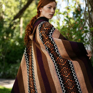 Khaki and Lilac LLAMA Poncho Poncho
