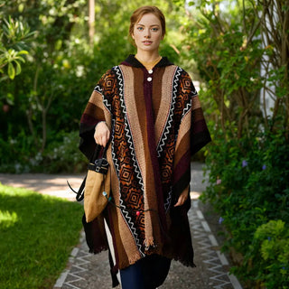 Khaki and Lilac LLAMA Poncho Poncho