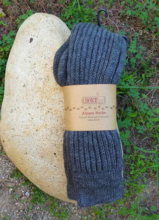 Knee-Hi Alpaca Socks Socks Large Blue Melange
