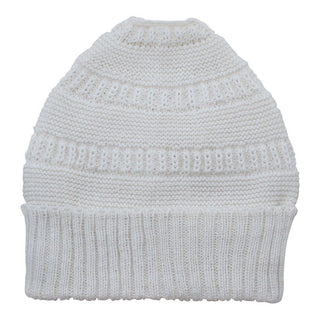Messy Bun Alpaca Hat Hat White