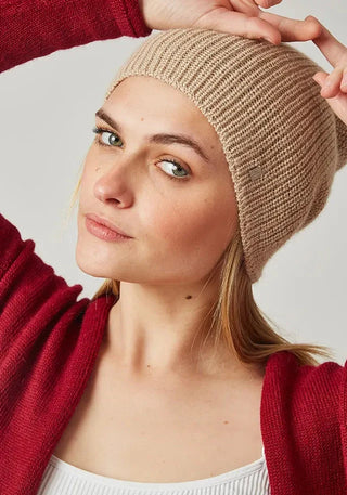 Pearl Alpaca Beanie Hat Hat Beige