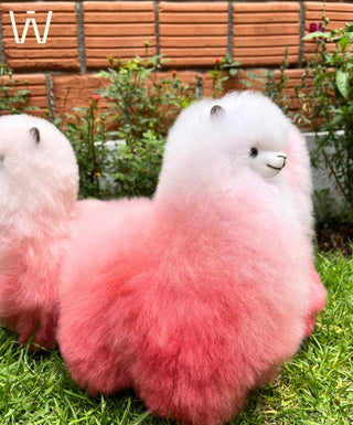 Premium Alpaca Fur Toys Collection 9" Alpaca Fur Toy - Pink and Cream