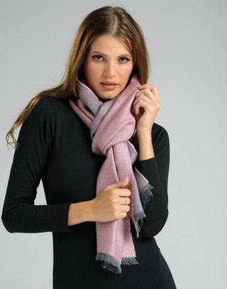 Reversible Baby Alpaca and Silk Scarf Poncho Pink