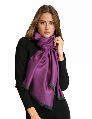 Reversible Baby Alpaca and Silk Scarf Poncho Purple