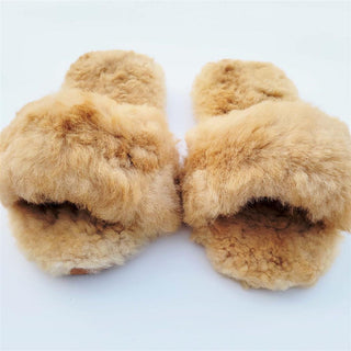 Slide-In Fluffy Furry Fuzzy Alpaca Fur Slippers Socks