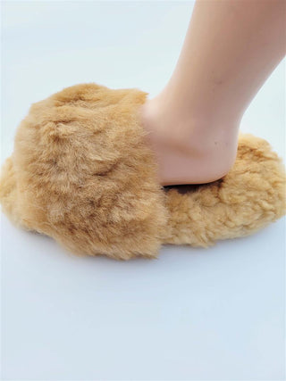 Slide-In Fluffy Furry Fuzzy Alpaca Fur Slippers Socks