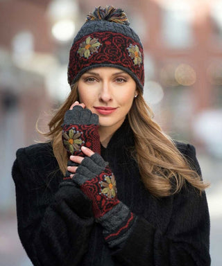 Smokey Mountain Alpaca Cap and Alpaca Fingerless Gloves