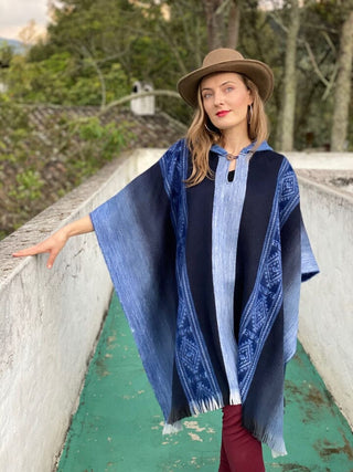 Soft Blues Alpaca Poncho Poncho