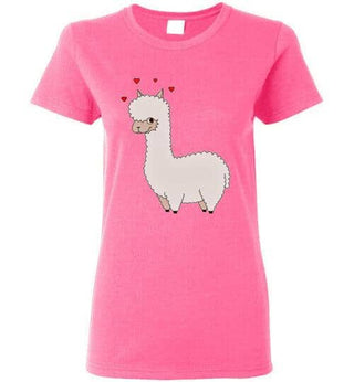 t-shirt: Alpaca Love Gildan Ladies Short-Sleeve Safety Pink S 