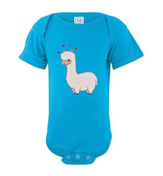 t-shirt: Alpaca Love Infant Fine Jersey Bodysuit Onesie Turquoise NB 
