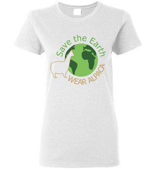 t-shirt: Save the Earth Wear Alpaca Ladies Short-Sleeve Shirts & Tops White S