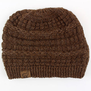 Textured Alpaca Slouch Beanie Hat Brown