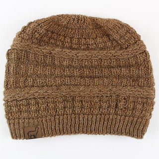 Textured Alpaca Slouch Beanie Hat Fawn