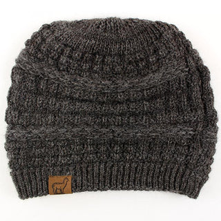 Textured Alpaca Slouch Beanie Hat Grey