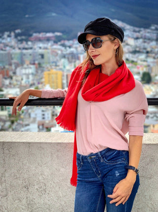 Timeless Accent Alpaca Shawl Scarves Scarlet