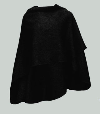 PL_308-black-100% Baby Alpaca Woven Ruana