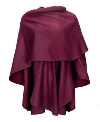 PL_308-bordaux-100% Baby Alpaca Woven Ruana