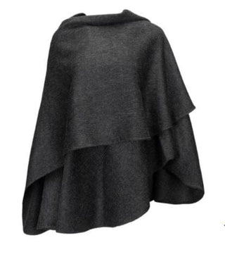 PL_308-charcoal-100% Baby Alpaca Woven Ruana