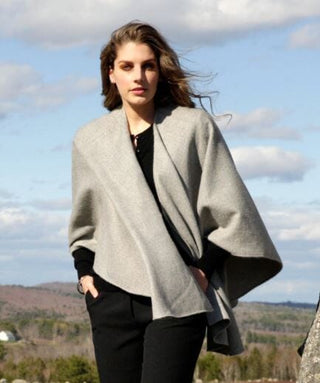 PL_308-sand-100% Baby Alpaca Woven Ruana