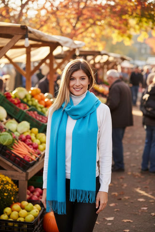 100% Baby Alpaca Woven Solid Scarf Scarves 
