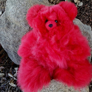 12" Alpaca Teddy Bears - Choice Alpaca Products-12inchHucBear_red