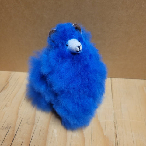 6" Standing Alpaca Fur Toy Toy Blue 
