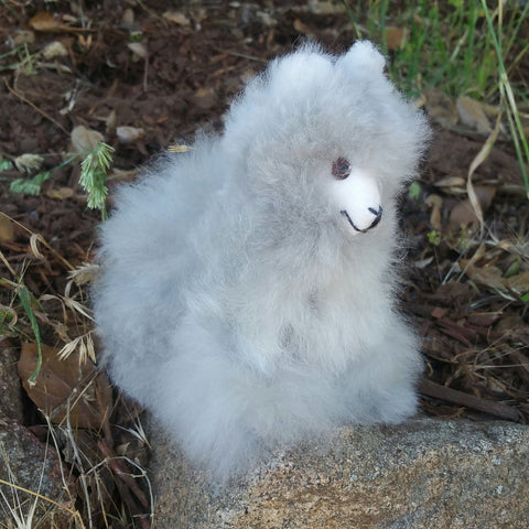 6" Standing Alpaca Fur Toy Toy Grey 