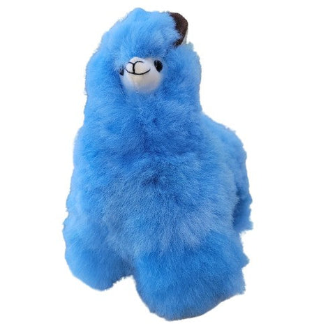 9" Standing Fur Alpaca Toy Toys Blue 