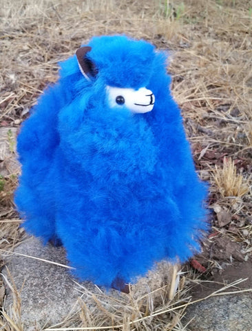 9" Standing Fur Alpaca Toy Toys Bold Blue 