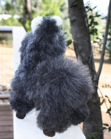 9" Standing Fur Alpaca Toy Toys Grey 