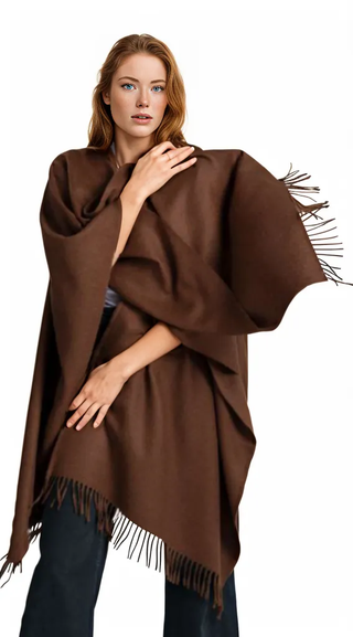 Premium Classic Solid Alpaca Poncho