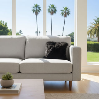 Alpaca Fur Covered Pillows Home Decor Square 2-Sided Fur Black 