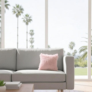 Alpaca Fur Covered Pillows Home Decor Square 2-Sided Fur Pink 