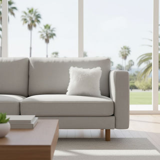 Alpaca Fur Covered Pillows Home Decor Square 2-Sided Fur White 