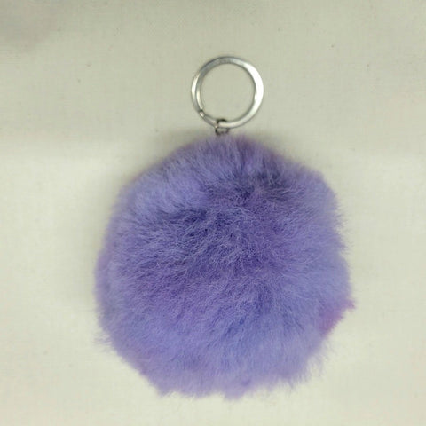 Alpaca Fuzzball Keychain Fun Purple 