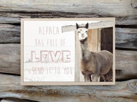Alpaca Greeting Card - Alpaca Bag Full of Love & Send it to You - Purely Alpaca