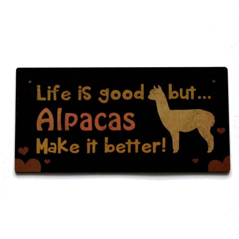 Alpaca Home Decor Wooden Plaque Home Decor Life is Good but Alpacas Make it Better 