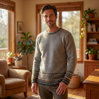 Alpaca Inca Patterned Sweater - Choice Alpaca Products-scr001-grey-xs