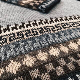 Alpaca Inca Patterned Sweater - Choice Alpaca Products-scr001-grey-xs